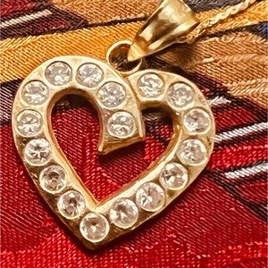 14K Yellow Gold CZ Heart Pendant